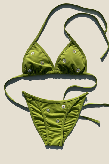 Verre 베르 Daisy Triangle Bikini #Grass_green 데이지 비키니