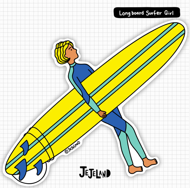 JEJELAND - Longboard Surfer Girl 스티커