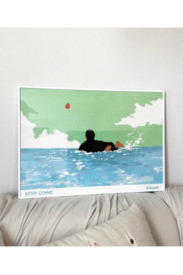 d.kcum - (KEEP GOING) 서핑 일러스트 인테리어 포스터 A3