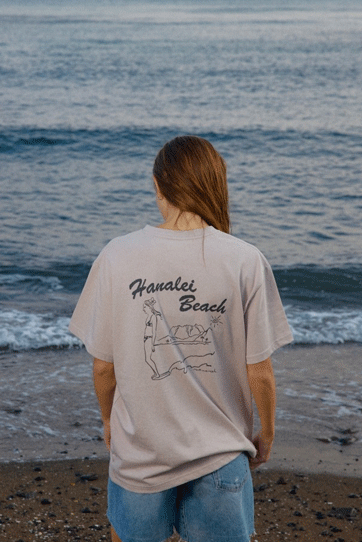 MATT AND MEL [T-shirt] Hanalei beach -Beige