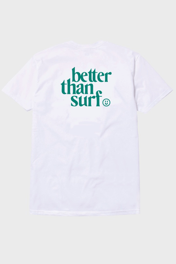 배러댄서프 Better Than Surf Green Smile Logo Tee - White